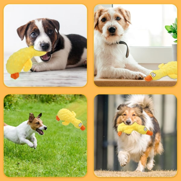 Hundleksak Anka plysch Pipande valpleksaker Liten hund Crinkle Toy Mjuka hundleksaker för tristess och underhållning (gul)