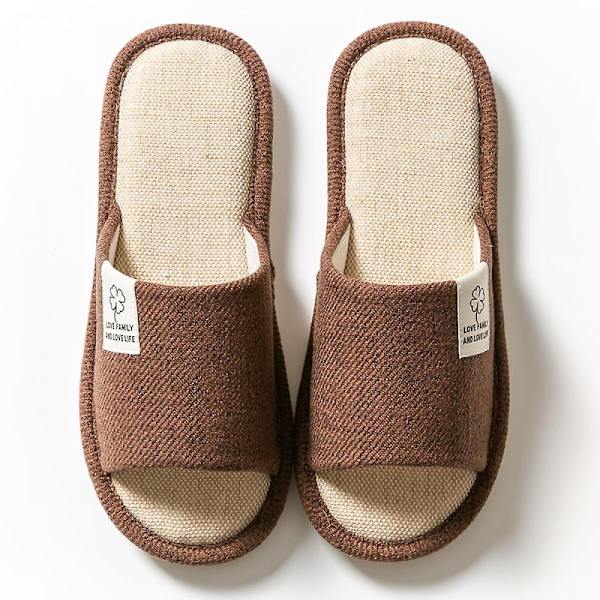 Pellava Tossut Pellava Talo Tossut Unisex Avarat Varvassandaalit Liukumattomat Kesäsandaalit Sisä- Ja Ulkokäyttöön-Ruskea