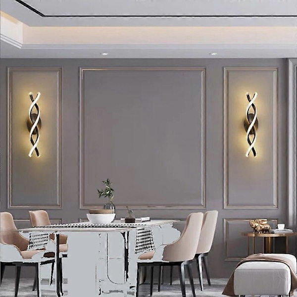 Moderne og minimalistisk soverom, vegglampe ved sengen, kreativ lampe, nordisk korridor dekorasjon, bakgrunnsvegg, kunstnerisk design, W Black Cool White(5500-7000K)