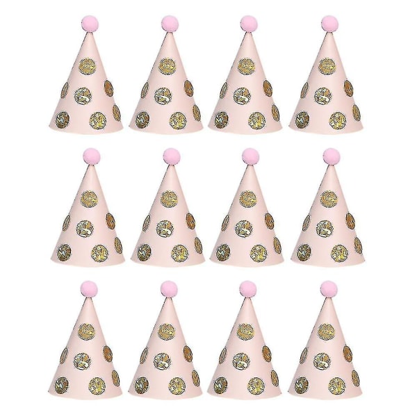 Födelsedagsfesthattar - Roligt firande-kit med 12 Happy Birthday Cone Party-hattar som är kompatibla med barnfödelsedagsfest - Tillbehör och dekor för födelsedagsfester