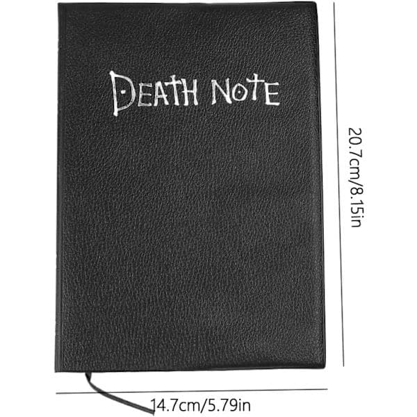 Death Note notesbog, anime-tema Death Note, inkluderer en halskæde og en fjerpen.