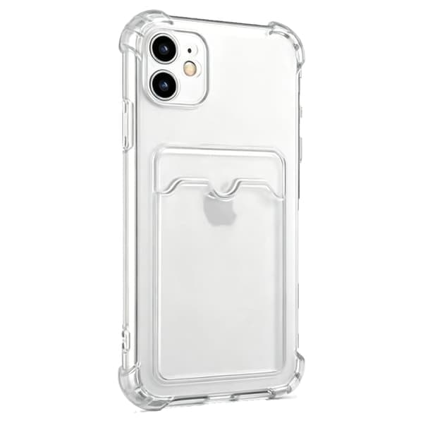 iPhone 11 -kuori korttipidikkeellä, läpinäkyvä TPU