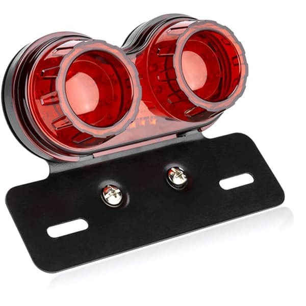 Bageste motorcykel med universel LED, blinkende, dobbelt trailerlys, bremselys, nummerpladeholder