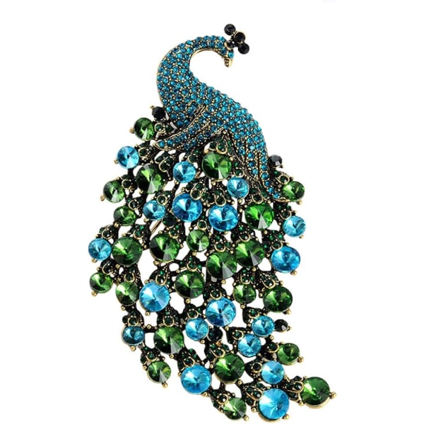 Rhinestone Påfugl Brosjer Krystall Stor Fugl Slipsnål Dame Dyre Corsage Brosje Merke Pin Skjerf Dress Dekorasjon Smykker Gave