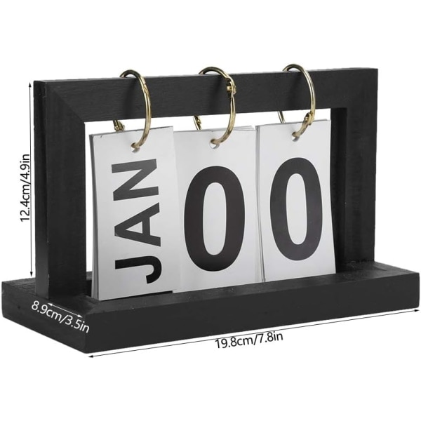 Träkalender Studie Dekorationer Trä Flip Kalender Hem Svart Skrivbord Kalender Prydnad Kontor Enkelt Retro Liten Trä Papper
