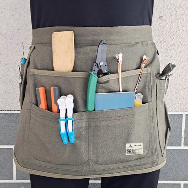 Canvas Multi-lommer Forkle Sett Kort Servitør Halv Off white