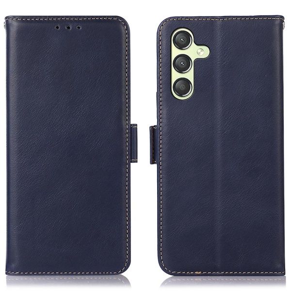 For Samsung Galaxy A25 5G Etui Ægte Ko Læder Folio Telefon Cover med RFID Blokering Blue