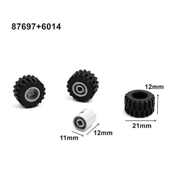 48 st Mini Hjul Axlar Pack Block Bil Tillbehör Däck Nav Klassiska Byggstenar Barn Diy Leksaker Block För Barn