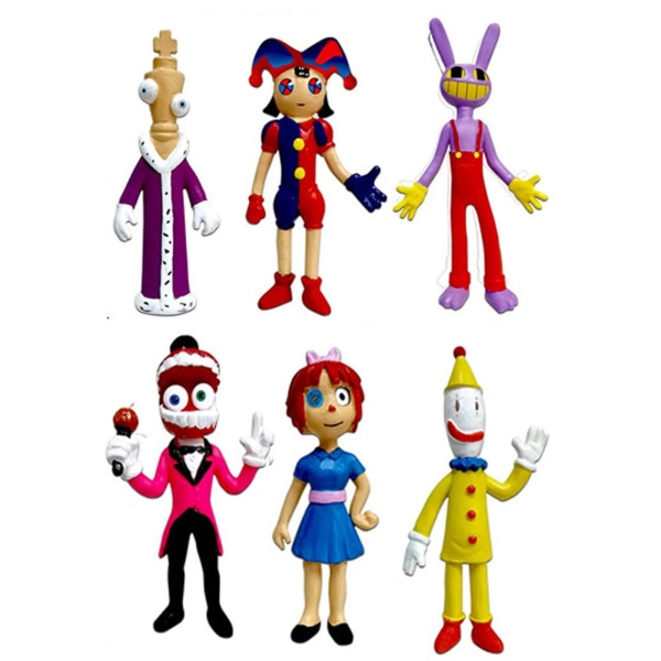 Fantastiske digitale cirkus actionfigurer unikt design simuleringsminiaturmodeller til børn drenge piger fødselsdagsgaver 6pcs