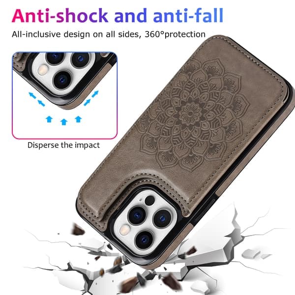 Til iPhone 17 etui med kortholder, blomstermagnetknapper beskyttende pung etui til kvinder til iPhone 17 brwon iPhone 17 Pro