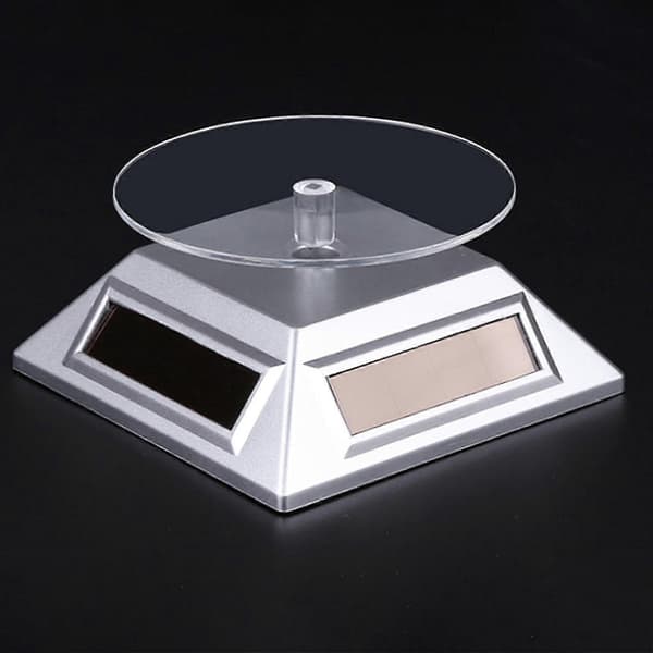 Solar Display Stand 360 Graders Rotation Energibesparende ABS Roterende Platform Display Base til Showc White
