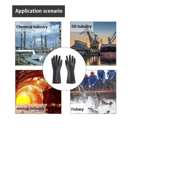 Kraftige gummihandsker, Kemikalieresistente Handsker Industrielle beskyttelseshandsker Sikkerhedsarbejdshandsker, Syre- og alkalibeskyttelse (35 cm)