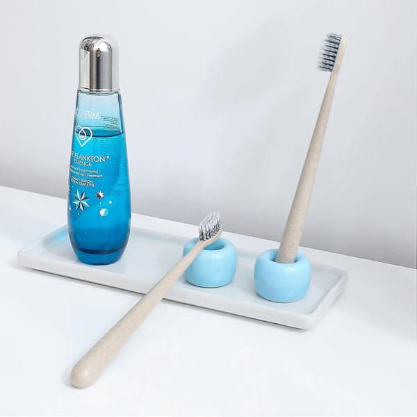 Keramisk Mini Tandbørsteholder til Badeværelse 2 stk. light blue