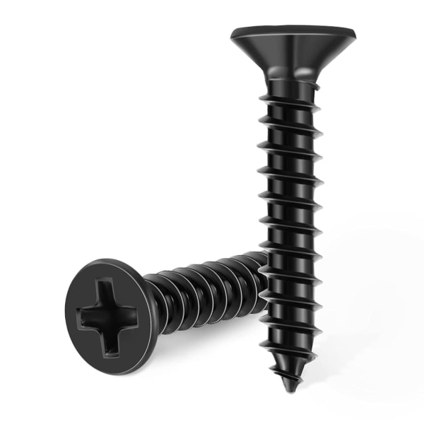 100 stk rustfrie stålskruer 18-8 A2 senkhode Ph 4 X 20 mm svarte selvskruende skruer rustfritt svart oksid DIY treskrue M4
