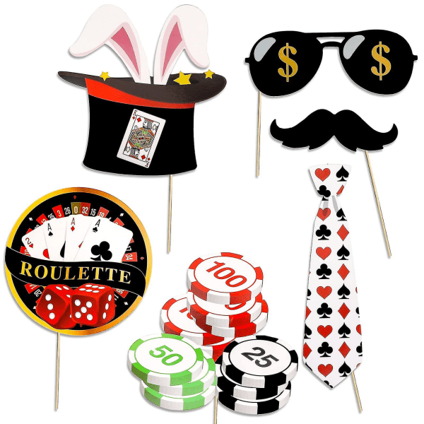 Las Vegas Casino Fotoboks Rekvisitter Sjov Diy Poker Tema Selfie Rekvisitter Kit