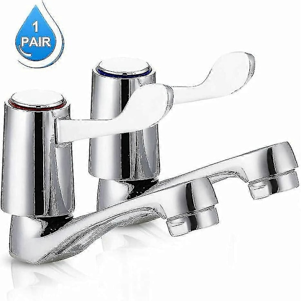 Badrumsblandare Spak - 1/2 Handfat Blandare Badkar Set Med Metallknoppar Pelare Polerad Krompläterad