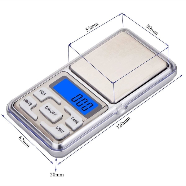Digital lommeskala 500 G / 0,01 G