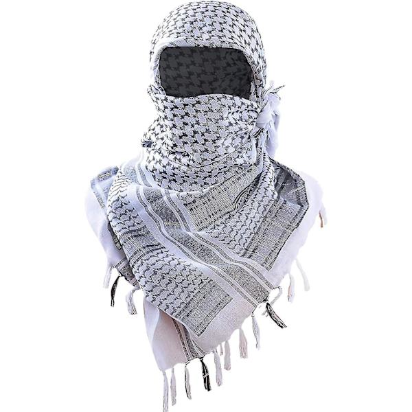 Taktisk ökenscarf / 100 % bomull Keffiyeh scarf wrap för män andningsbar och vindtät sandscarf white