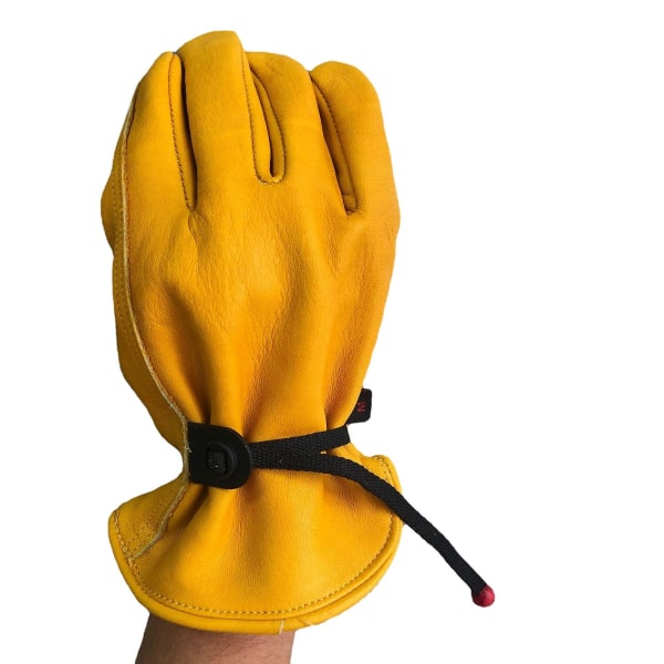 Leather Work Gloves With Wrist Closure, L - Yellow