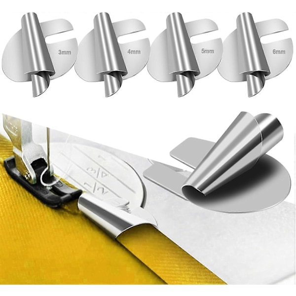 Universell Symaskin Rullsömsfot Set, 3-10mm Bred Smal Rullsöms Pressarfot Fållfot Sömnadsguide Symaskinstillbehör 4pcs -3-4-5-6mm