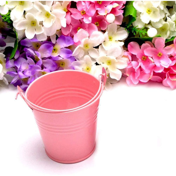 6 stk. Mini søde metal spand chokolade slik spande æske bryllup fest favoriser DIY tin favoriser spande små planter spande, 4 x 5,5 x 6 cm