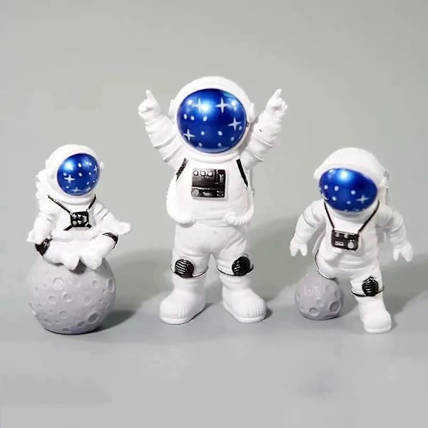 3 stk. Astronaut Figurine Kage Topper Ydre Rum Kage Dekoration Astronaut Model Display Miniature Som
