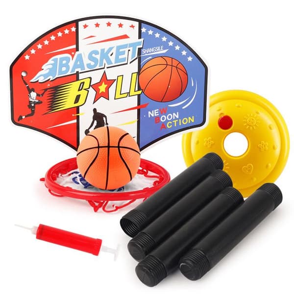 Justerbar bärbar basketkorg för barn med nät och basketboll