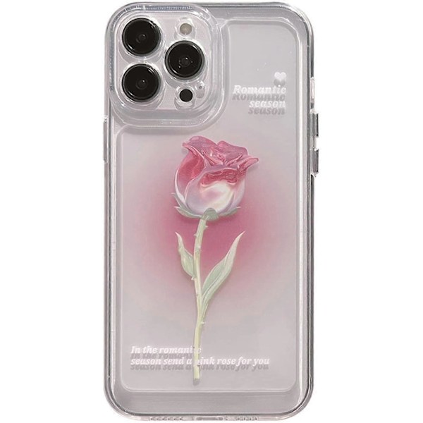Blommig Mobilskal Kompatibelt med iPhone 12, Sött Estetiskt Klart Tulpan Mobilskal för Kvinnor Flickor Clear Rose iphone 12 pro max case
