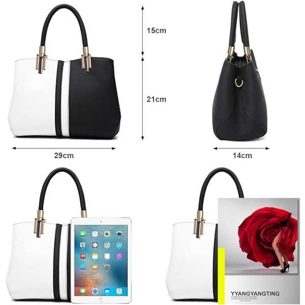 Dame Top-handle tasker, håndtaske kvinder elegant crossbody taske, PU læder damer håndtasker skuldertaske - gave til mor, søster og venner (sort)