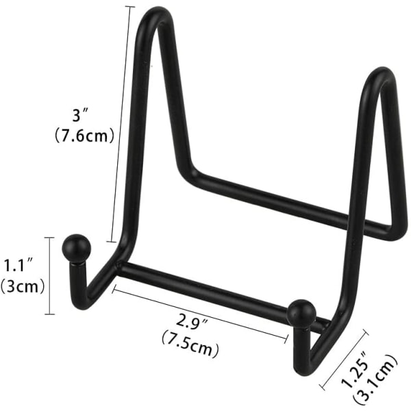 Tallrikställ för visning - Stativ i järnstav Tallrikhållare Visningsställ Bildramsställ för bilder|Dekorativ tallrik - 3 tum-svart