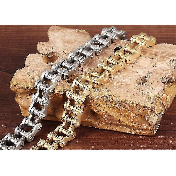 Titanium Stål Herrearmbånd Rock Personlighed Motorcykelkæde Cykelarmbånd gold and sliver