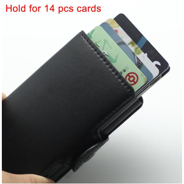 Dobbelt Anti-Theft Wallet RFID-NFC Sikker POP UP kortholder - Blue- 12 cards