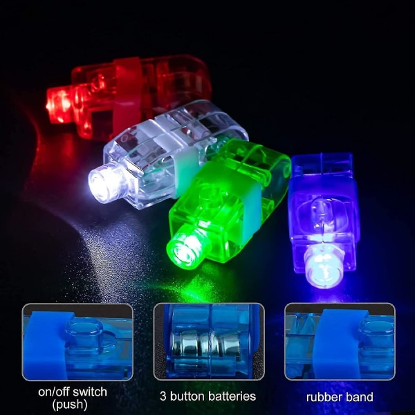 20 stk Super Bright Led Finger Lights Finger Lommelykt Light Up Toys Party Favor Supplies (blandet farge)