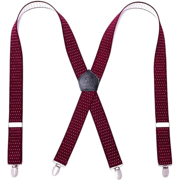 Herrhängslen Starka metallklämmor 4 X rygg Hållbara elastiska justerbara hängslen Heavy Duty Herrhängslen (röd och vit)