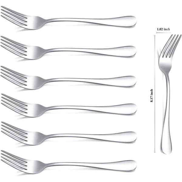 Gafflar 6-pack, Rostfritt stål 20,5 cm Bestick, Bordsgafflar Set om 6