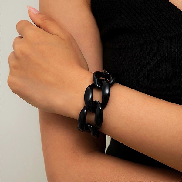 Shixin Hip Hop Overdrevet Tyk Led Kæde Armbånd Til Kvinder Ccb Materiale Store Brede Armbånd Mode Hånd Kæder Smykker S02