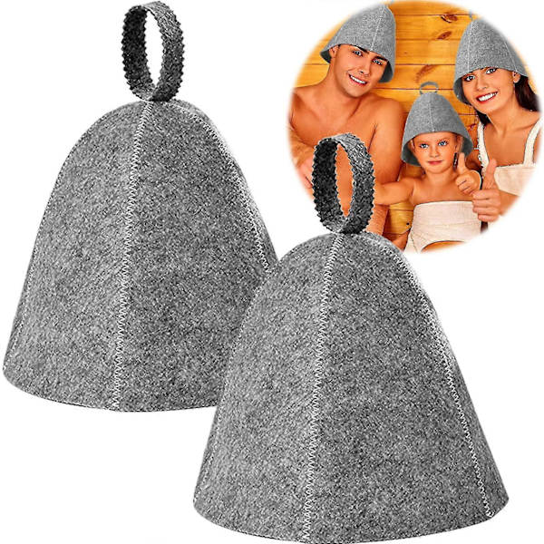 2 stycken bastuhattfilt Bastuhatt Bastuhatt Bastuaccessoarer Duschmössa Kvinnor Män Bastu Beanie Filt Hatt Huvudbonad