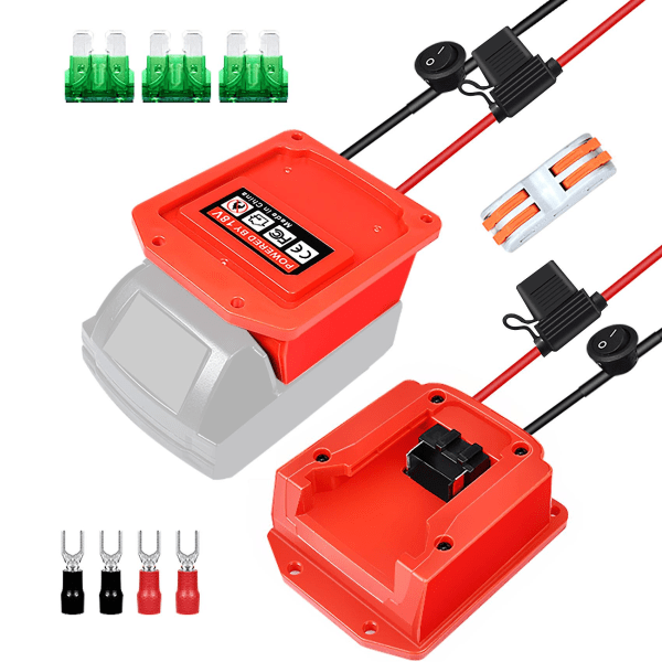 Strømadapter for Milwaukee M18 18V batteri med sikring for Rc-bil, robotikk