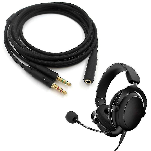 2020 Ny udskiftning 3,5 mm Universal 2 i 1 Gaming Headset Audio Forlængerkabel til HyperX Cloud II/alpha/cloud Flight/core