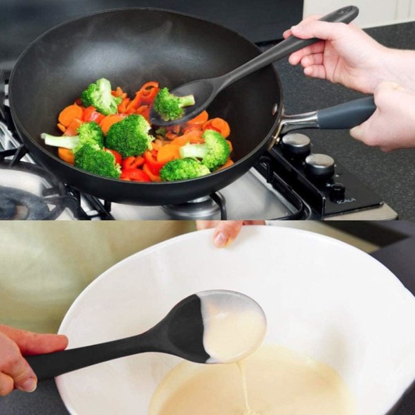 Silikoneske, silikoneserveringsske Nonstick køkkenske Varmebestandige madlavningsskeer til omrøring, udtagning og blanding