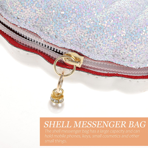1 stk. Skinnende Havskalskæde Skuldertaske Smuk Perleskals Crossbody Taske (hvid)