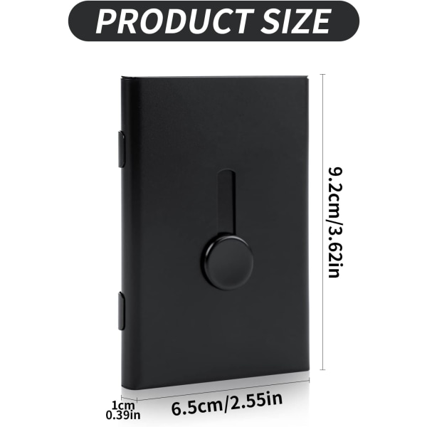 Käyntikortti, pidike Kannettava case alumiiniseosta ohut korttilompakko Automaattinen pop-up tasku case(musta)