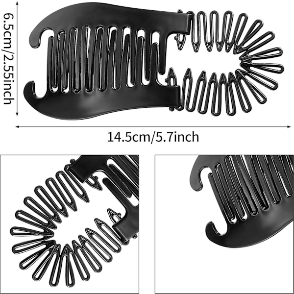 12 st Bananhårklämmor i plast Flexibla Interlocking Bananhårklämmor Bananhårkammar Två sidor Hår, 2 färger