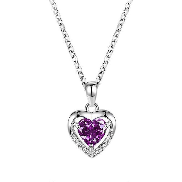 Silverhjärta Halsband, 925 Sterling Silver Damhalsband Kristallhjärta Halsband Delikat Kärlekshjärta Halsband Justerbart Silverkedja Halsband Dam