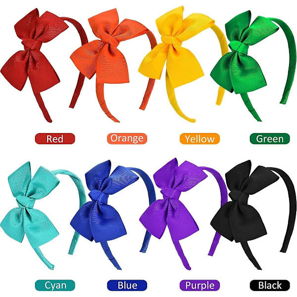 8 stk Sløyfe Hodebånd Sløyfe Hårbånd for Jenter, Hodebånd Grosgrain Bånd Crday Gave