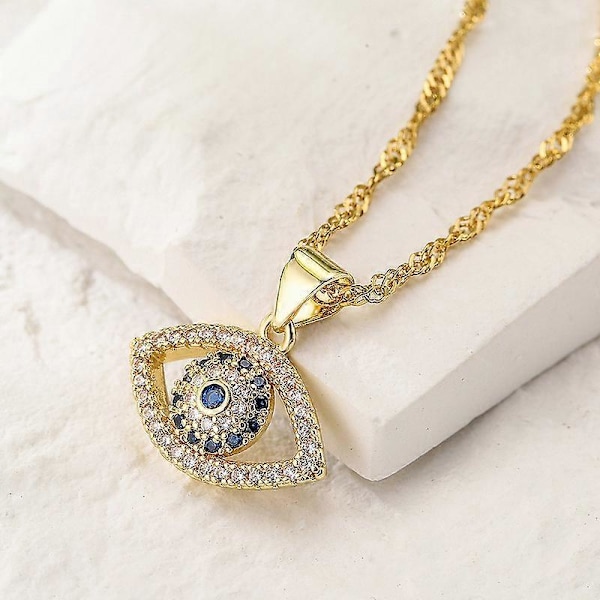 Krystal Ondt Øje Halskæde Choker Safir Øje Vedhæng Halskæde Sølv Øje Choker Halskæde Blå Safir Ondt Øje Choker Halskæde Smykker til Kvinder og
