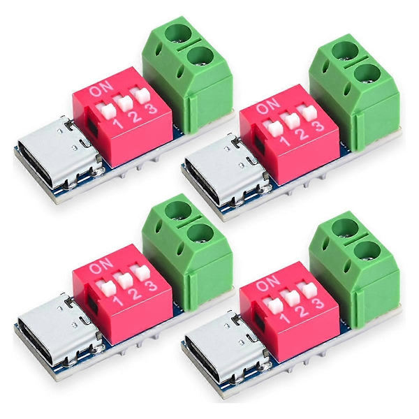USB-C PD Trigger Board Module PD/QC Decoy Hurtiglading USB Type-C til 12V Høyhastighetslader Strøm O 4pcs