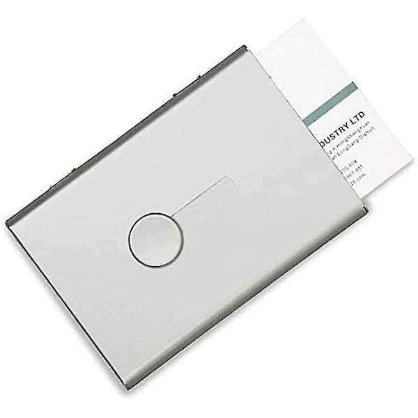 Rostfritt stål metall bärbar hand push visitkortshållare (silver)
