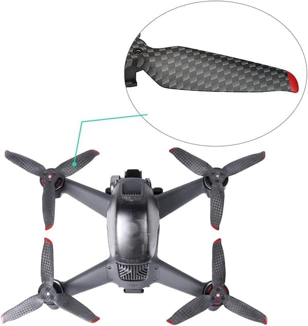 Par karbonfiberpropellblader for DJI FPV - Høyhastighetspropeller for droner - Stille propeller - 4-blads propell - Dronepropell