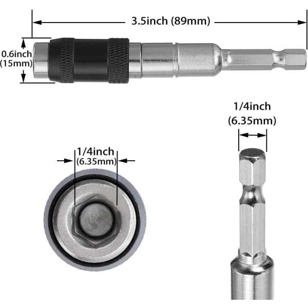 2-pack svängbar bitshållare magnetisk svängbar borrbitshållare snabbkoppling flexibel skruvmejselbitshållare för trånga utrymmen eller hörn